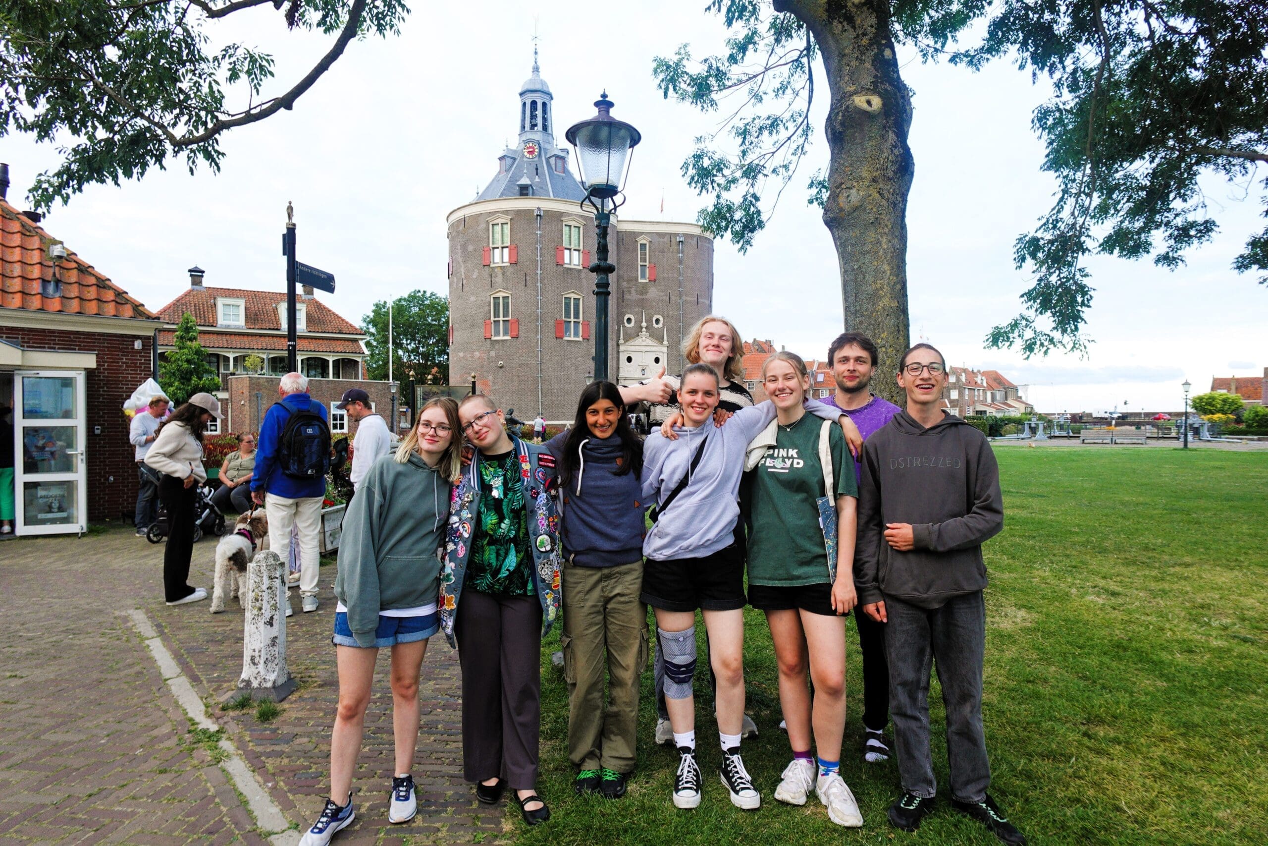 favourite location NS Lake Issel Enkhuizen group teenagers on a sailing trip visiting the harbourtown of Enkhuizen on Lake Issel in the region of West Frisia, Netherlands